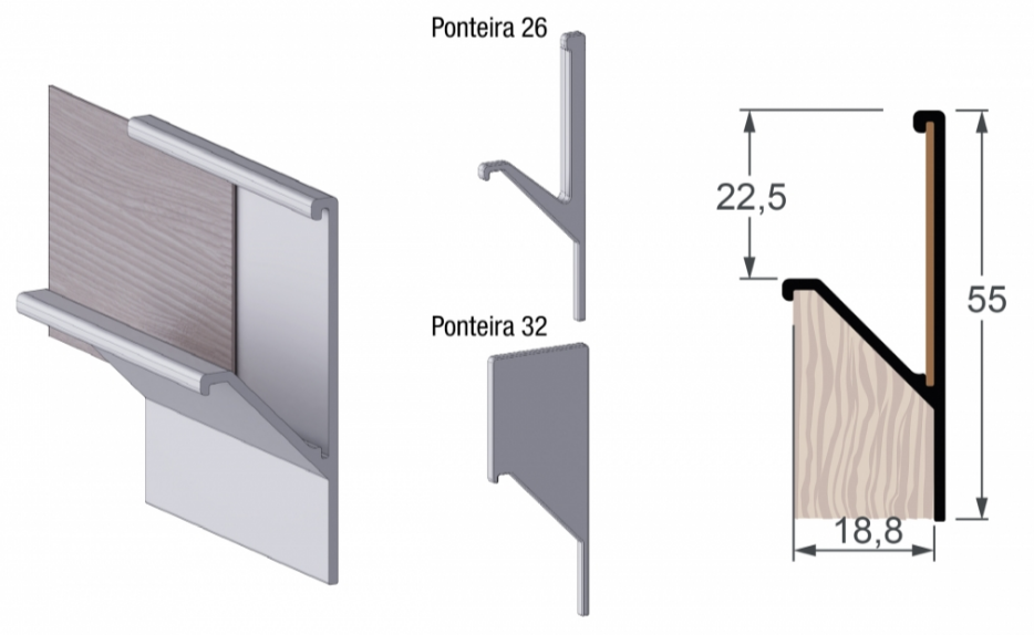 PERFIL PUXADOR FITA DE BORDO 4023 18MM ALTERNATIVA